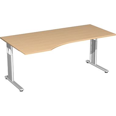 Geramöbel Schreibtisch C Fuß Flex 1.800 x 680-820 x 800/1.000 mm (B x H x T) Freiform links buche Produktbild