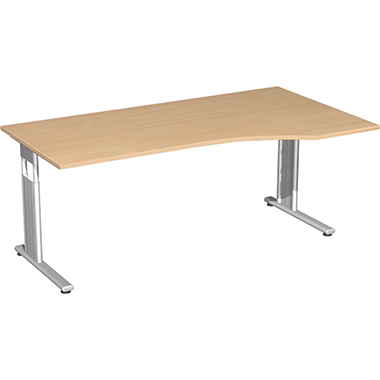 Geramöbel Schreibtisch C Fuß Flex 1.800 x 680-820 x 800/1.000 mm (B x H x T) Freiform rechts buche Produktbild