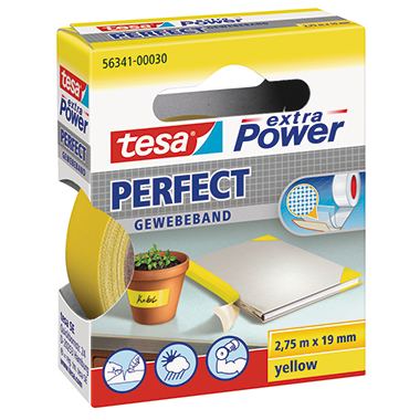 tesa® Gewebeband extra Power® Perfect 19 mm x 2,75 m (B x L) gelb Produktbild