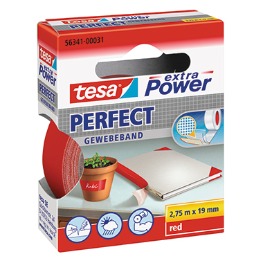 tesa® Gewebeband extra Power® Perfect 19 mm x 2,75 m (B x L) rot Produktbild