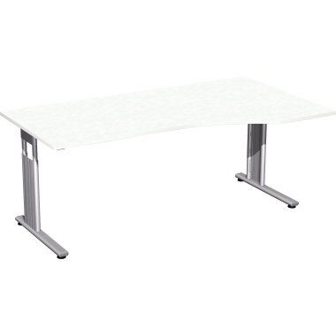 Geramöbel Schreibtisch C Fuß Flex 1.800 x 680-820 x 800/1.000 mm (B x H x T) Freiform rechts weiß Produktbild