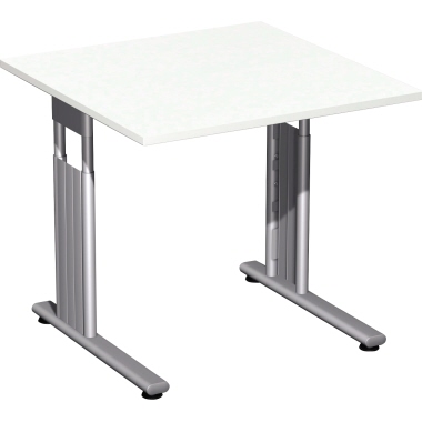Geramöbel Schreibtisch C Fuß Flex 800 x 680-820 x 800 mm (B x H x T) weiß Produktbild