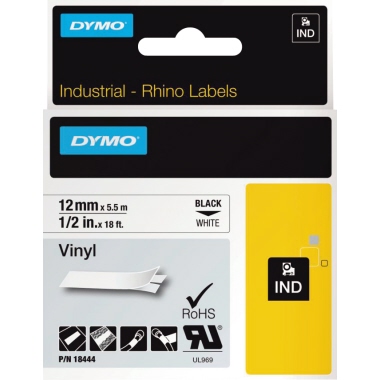 DYMO® Schriftbandkassette IND 12 mm x 5,5 m (B x L) weiß Produktbild