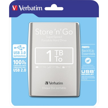 Verbatim Festplatte extern Store 'n' Go USB 3.0 1 Tbyte silber Produktbild pa_produktabbildung_1 L