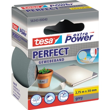 tesa® Gewebeband extra Power® Perfect 38 mm x 2,75 m (B x L) grau Produktbild