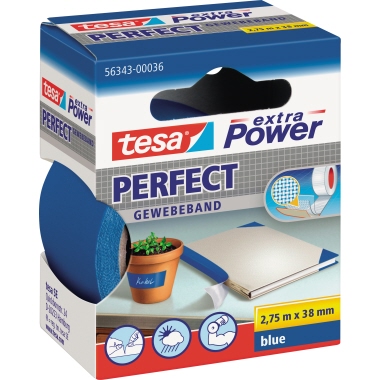 tesa® Gewebeband extra Power® Perfect 38 mm x 2,75 m (B x L) blau Produktbild