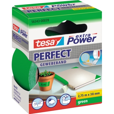 tesa® Gewebeband extra Power® Perfect 38 mm x 2,75 m (B x L) grün Produktbild