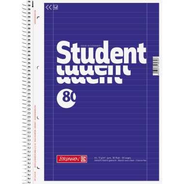 BRUNNEN Collegeblock Student liniert mit Rand innen/außen Lineatur 27 Produktbild