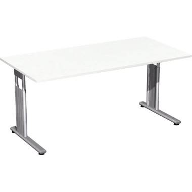 Geramöbel Schreibtisch C Fuß Flex 1.600 x 680-820 x 800 mm (B x H x T) Rechteck weiß Produktbild