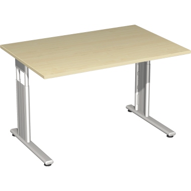 Geramöbel Schreibtisch C Fuß Flex 1.200 x 680-820 x 800 mm (B x H x T) Rechteck ahorn Produktbild