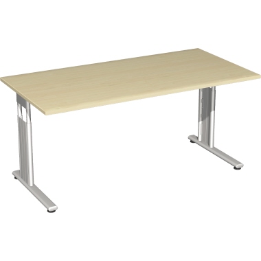 Geramöbel Schreibtisch C Fuß Flex 1.600 x 680-820 x 800 mm (B x H x T) Rechteck ahorn Produktbild
