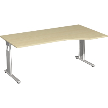 Geramöbel Schreibtisch C Fuß Flex 1.800 x 680-820 x 800/1.000 mm (B x H x T) Freiform rechts ahorn Produktbild