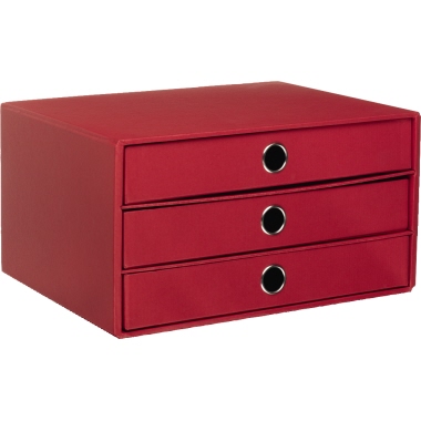 SOHO Schubladenbox exklusiv 3 Schubladen rot Produktbild