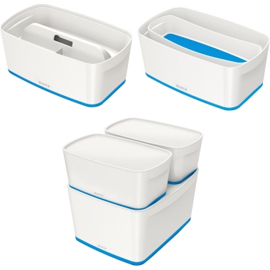 Leitz Aufbewahrungsbox MyBox® 31,8 x 12,8 x 19,1 cm (B x H x T) weiß/blau Produktbild pa_anwendungsbeispiel_1 L