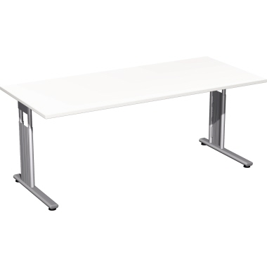 Geramöbel Schreibtisch C-Fuß Flex 1.800 x 680-820 x 800 mm (B x H x T) weiß Produktbild