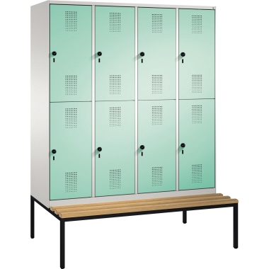 C+P Kleiderspind Evolo 1.600 x 2.090 x 815 mm (B x H x T) lichtgrau lichtgrün Produktbild