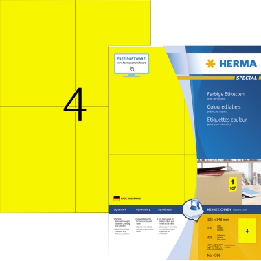 HERMA Universaletikett 105 x 148 mm (B x H) gelb Produktbild