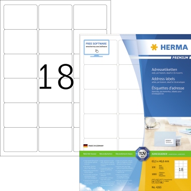 HERMA Universaletikett PREMIUM 63,5 x 46,6 mm (B x H) Produktbild pa_produktabbildung_1 L