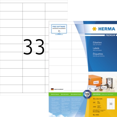 HERMA Universaletikett PREMIUM 70 x 25,4 mm (B x H) Produktbild pa_produktabbildung_1 L