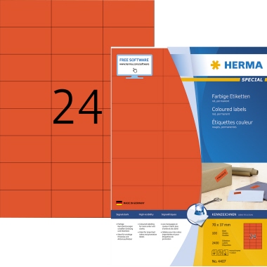 HERMA Universaletikett farbig 70 x 37 mm (B x H) rot Produktbild
