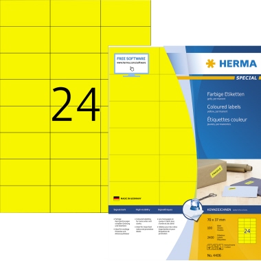 HERMA Universaletikett farbig 70 x 37 mm (B x H) gelb Produktbild