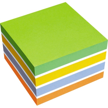 Soennecken Haftnotizwürfel Farbmix Brilliant 450 Bl. moosgrün, weiß, rapsgelb, violett, orange Produktbild