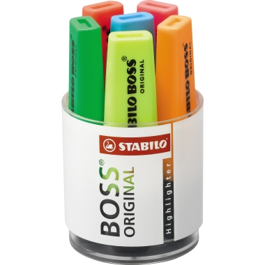 STABILO® Textmarker Rundbox 6 St./Pack. gelb, blau, grün, pink, rot, orange Produktbild
