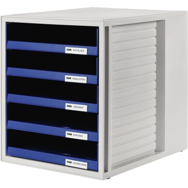 HAN Schubladenbox SCHRANK-SET lichtgrau blau Produktbild