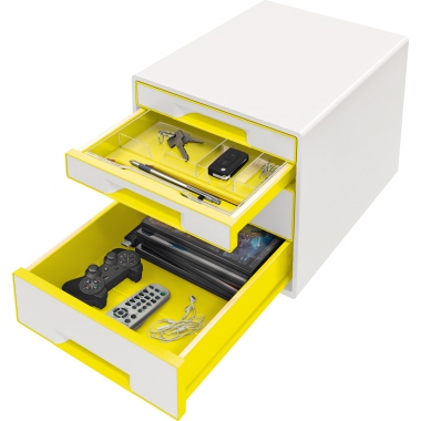 Leitz Schubladenbox WOW CUBE 4 Schubladen gelb/weiß Produktbild pa_ohnedeko_1 L