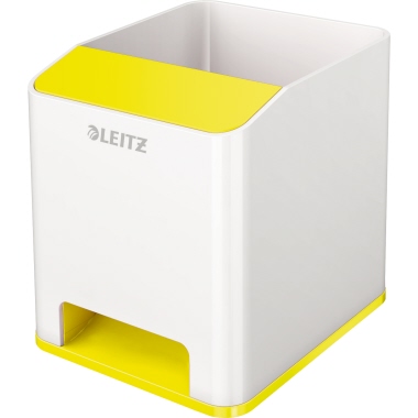 Leitz Stifteköcher WOW Duo Colour inkl. Soundverstärkungsfunktion gelb/weiß Produktbild