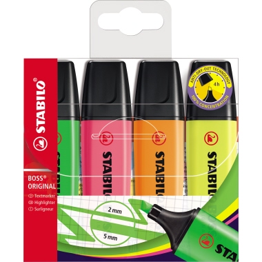 STABILO® Textmarker 4 St./Pack. gelb, grün, orange, pink Produktbild pa_produktabbildung_1 L
