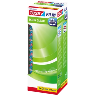 tesa® Klebefilm tesafilm® Eco & Clear 8 St./Pack. 19 mm x 33 m (B x L) Produktbild