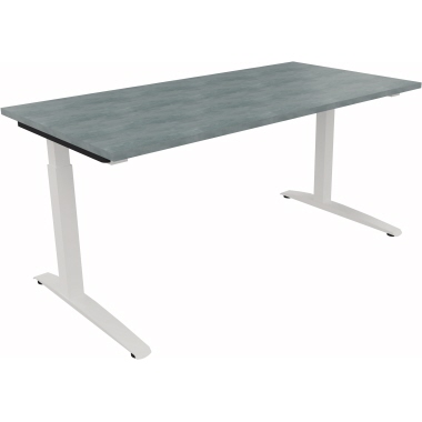 Schreibtisch all in one 1.600 x 650-850 x 800 mm (B x H x T) beton hell verkehrsweiß Produktbild