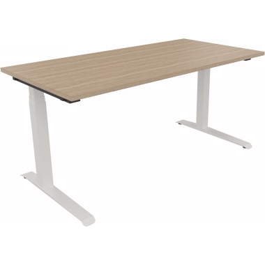 Schreibtisch all in one 1.600 x 645-1.275 x 800 mm (B x H x T) verkehrsweiß eiche natur Produktbild pa_produktabbildung_1 L
