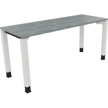 Schreibtisch all in one 1.600 x 680-820 x 600 mm (B x H x T) Vierfuß Quadratrohr beton hell verkehrsweiß Produktbild pa_produktabbildung_1 L