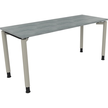 Schreibtisch all in one 1.600 x 680-820 x 600 mm (B x H x T) Vierfuß Rundrohr beton hell silberaluminium Produktbild pa_produktabbildung_1 L