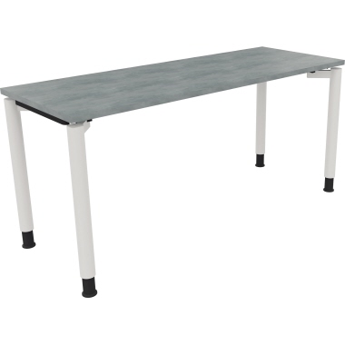 Schreibtisch all in one 1.600 x 680-820 x 600 mm (B x H x T) Vierfuß Rundrohr beton hell verkehrsweiß Produktbild
