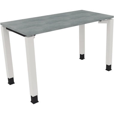 Schreibtisch all in one 1.200 x 680-820 x 600 mm (B x H x T) Vierfuß Quadratrohr beton hell verkehrsweiß Produktbild