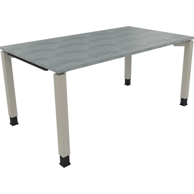 Schreibtisch all in one 1.600 x 680-820 x 900 mm (B x H x T) Vierfuß Quadratrohr beton hell silberaluminium Produktbild