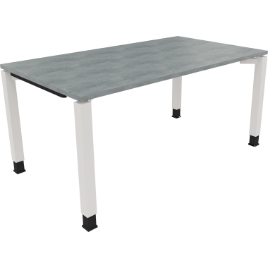 Schreibtisch all in one 1.600 x 680-820 x 900 mm (B x H x T) Vierfuß Quadratrohr beton hell verkehrsweiß Produktbild pa_produktabbildung_1 L