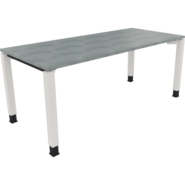 Schreibtisch all in one 1.800 x 680-820 x 800 mm (B x H x T) Vierfuß Quadratrohr beton hell verkehrsweiß Produktbild