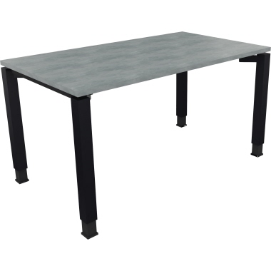 Schreibtisch all in one 1.400 x 680-820 x 800 mm (B x H x T) Vierfuß Quadratrohr beton hell anthrazitmetallic Produktbild