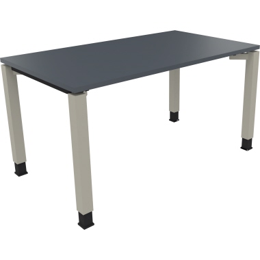 Schreibtisch all in one 1.400 x 680-820 x 800 mm (B x H x T) Vierfuß Quadratrohr Lavagrau silberaluminium Produktbild pa_produktabbildung_1 L