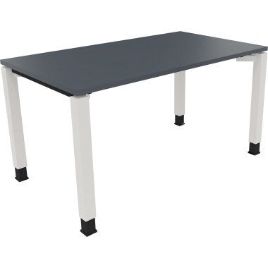 Schreibtisch all in one 1.400 x 680-820 x 800 mm (B x H x T) Vierfuß Quadratrohr lavagrau verkehrsweiß Produktbild pa_produktabbildung_1 L