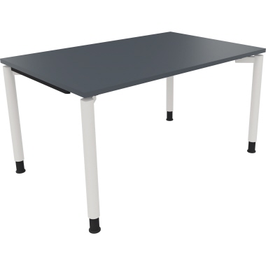 Schreibtisch all in one 1.400 x 680-820 x 900 mm (B x H x T) Vierfuß Rundrohr lavagrau verkehrsweiß Produktbild pa_produktabbildung_1 L
