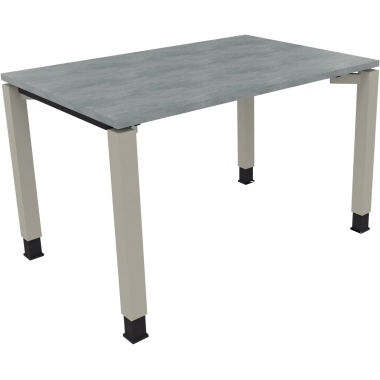 Schreibtisch all in one 1.200 x 680-820 x 800 mm (B x H x T) Vierfuß Quadratrohr beton hell silberaluminium Produktbild pa_produktabbildung_1 L