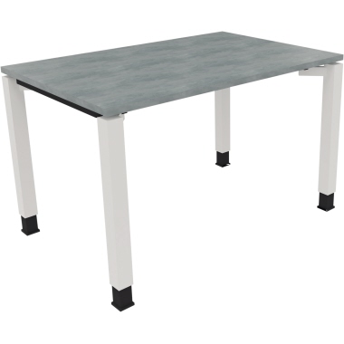 Schreibtisch all in one 1.200 x 680-820 x 800 mm (B x H x T) Vierfuß Quadratrohr beton hell verkehrsweiß Produktbild
