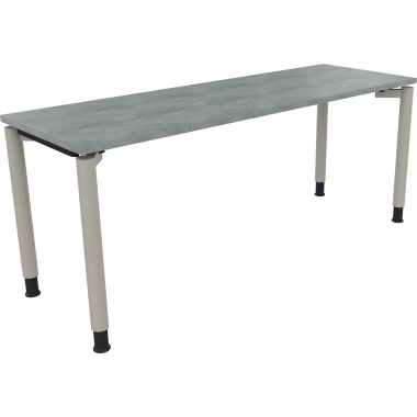Schreibtisch all in one 1.800 x 680-820 x 600 mm (B x H x T) Vierfuß Rundrohr beton hell silberaluminium Produktbild