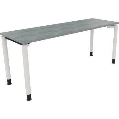 Schreibtisch all in one 1.800 x 680-820 x 600 mm (B x H x T) Vierfuß Rundrohr beton hell verkehrsweiß Produktbild