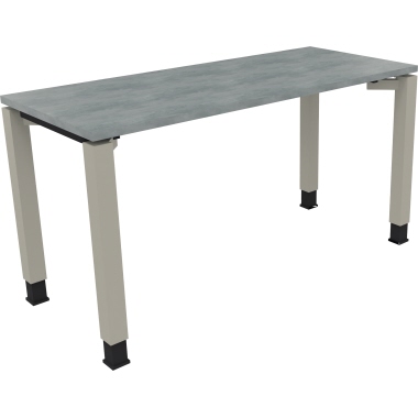 Schreibtisch all in one 1.400 x 680-820 x 600 mm (B x H x T) Vierfuß Quadratrohr beton hell silberaluminium Produktbild